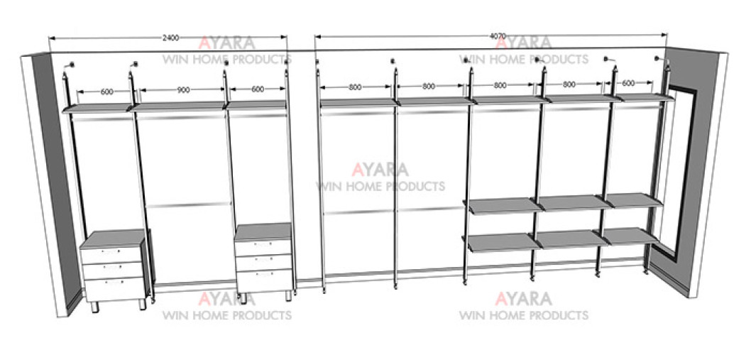 Walk in Closet - I Shape Melamine สีขาว 3