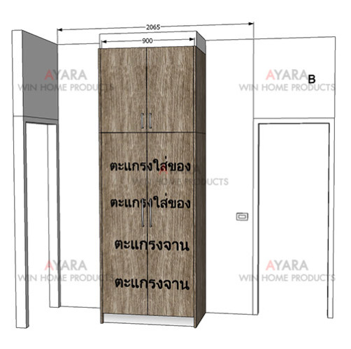 ชุดครัว Built-in ตู้ล่าง โครงซีเมนต์บอร์ด หน้าบาน Melamine สี Pastel 8