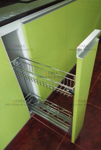 ชุดครัว Built-in ตู้ล่าง โครงซีเมนต์บอร์ด หน้าบาน Hi Gloss + Acrylic สีเขียว 5