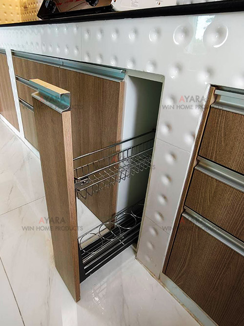 ชุดครัว Built-in โครงซีเมนต์บอร์ด หน้าบาน Melamine สี Nordic Maple 8