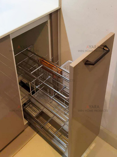 ชุดครัว Built-in โครงซีเมนต์บอร์ด หน้าบาน Hi Gloss สีน้ำตาลอ่อนเงา - ม.Bangkok Boulevard 4