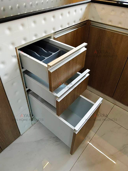 ชุดครัว Built-in โครงซีเมนต์บอร์ด หน้าบาน Melamine สี Nordic Maple 7