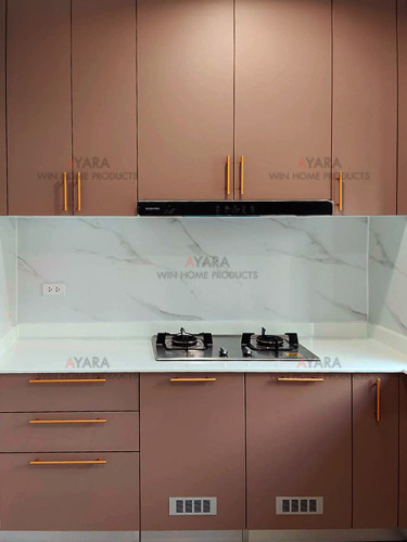 ชุดครัว Built-in โครงซีเมนต์บอร์ด หน้าบาน Melamine สี TNK 4203-11 - ม.Grande Pleno