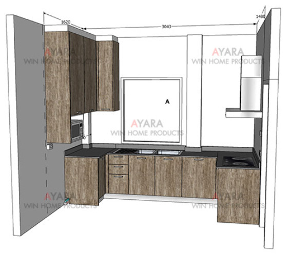 ชุดครัว Built-in ตู้ล่าง โครงซีเมนต์บอร์ด หน้าบาน Melamine สี Pastel 4