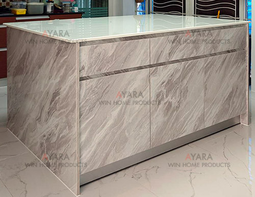 เคาน์เตอร์ Counter โครง HMRเคลือบ Melamine สีลายหินอ่อน