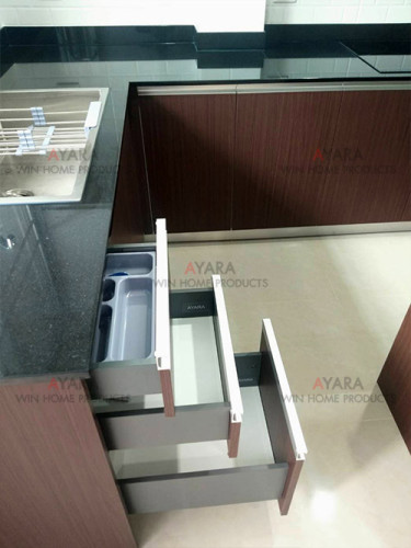 ชุดครัว Built-in โครงซีเมนต์บอร์ด หน้าบาน Melamine สี ES 5022-17 - ม.บ้านกลางกรุง 6