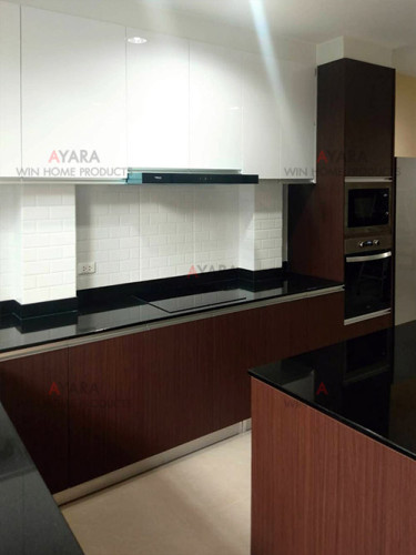 ชุดครัว Built-in โครงซีเมนต์บอร์ด หน้าบาน Melamine สี ES 5022-17 - ม.บ้านกลางกรุง 4
