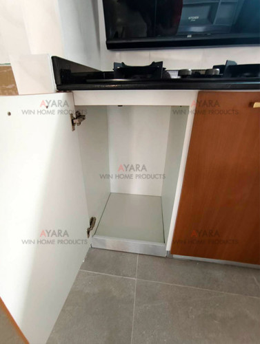 ชุดครัว Built-in โครงซีเมนต์บอร์ด หน้าบาน Laminate สี Bavarian Beach 4