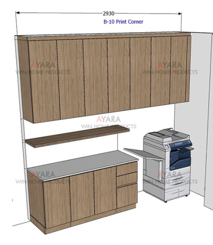 ชุด Pantry Built-in โครงและหน้าบาน ปาติเกิล กันชื้น เคลือบ Melamine สี Laredo Oak 1