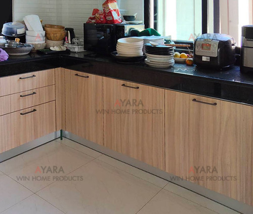 ชุดครัว Built-in โครงซีเมนต์บอร์ด หน้าบาน Melamine 5017-17 สีลายไม้ 2