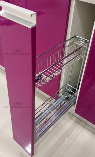 ชุดครัว Built-in ตู้ล่าง โครงซีเมนต์บอร์ด หน้าบาน Hi Gloss สีม่วง + ดำ 6