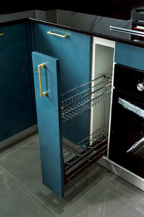ชุดครัว Built-in โครงซีเมนต์บอร์ด หน้าบาน Melamine สีฟ้า 5