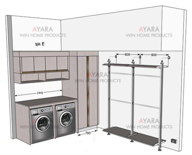 ตู้เก็บของ Built-in โครง HMR กันชื้น เคลือบ Melamine สีน้ำตาล 3