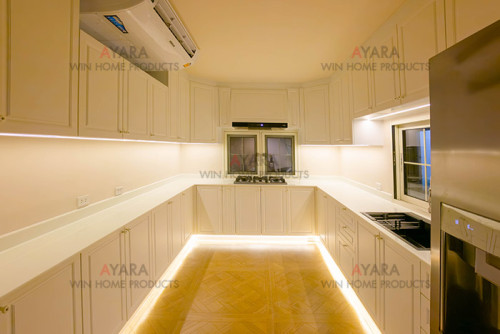 ชุดครัว Built-in โครง HMR กันชื้น หน้าบาน PVC สีขาวด้าน เซาะ BSF-41