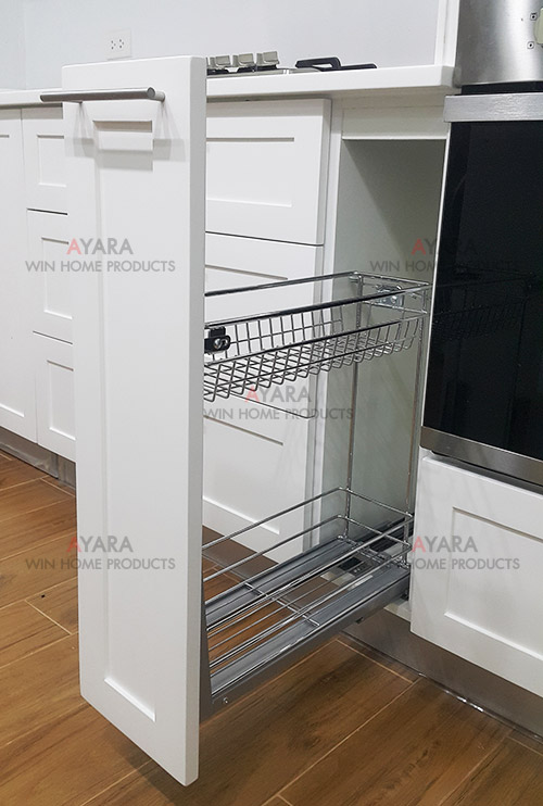 ชุดครัว Built-in ตู้ล่าง โครงซีเมนต์บอร์ด หน้าบาน พ่นสีขาวด้าน ยกขอบรอบ 6