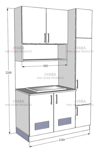 ชุดครัว Built-in ตู้ล่าง โครงซีเมนต์บอร์ด หน้าบาน Laminate สี Alpino 3