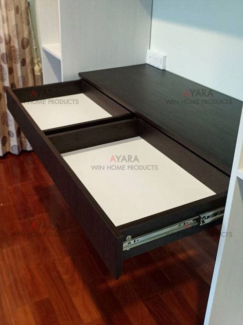 ตู้เสื้อผ้า Built-in โครงปาติเกิลกันชื้น หน้าบาน Melamine สี Ladinia + Wenge 5