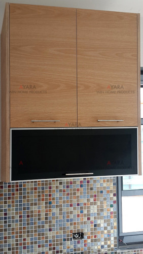 ชุดครัว Built-in ตู้ล่าง โครงซีเมนต์บอร์ด หน้าบาน Laminate สี New Age Oak ลายไม้ - ม.ชัยพฤกษ์ 1