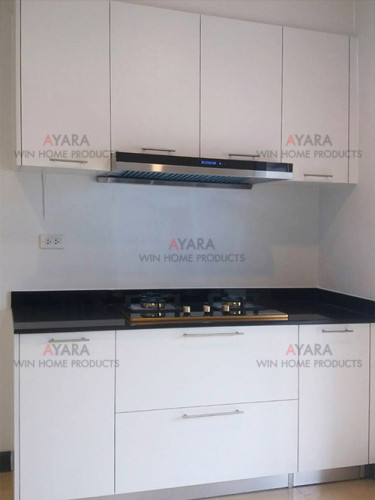 ชุดครัว Built-in ตู้ล่าง โครงซีเมนต์บอร์ด หน้าบาน Laminate สี Ultra White 6
