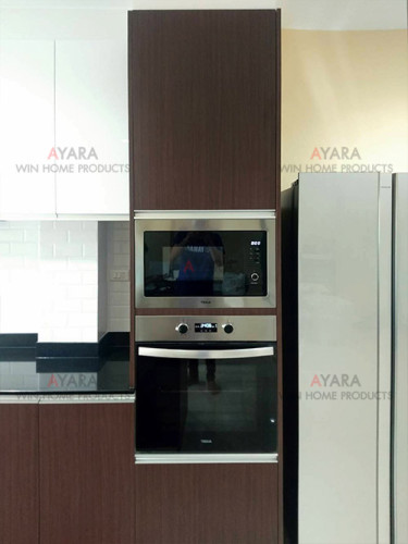 ชุดครัว Built-in โครงซีเมนต์บอร์ด หน้าบาน Melamine สี ES 5022-17 - ม.บ้านกลางกรุง 5