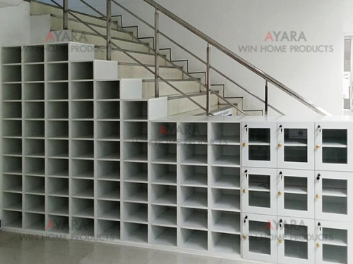 ตู้ใส่รองเท้า Built-in โครง HMR กันชื้น Melamine สีขาว 1