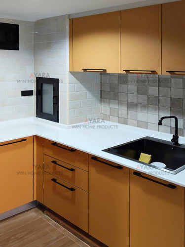 ชุดครัว Built-in โครงซีเมนต์บอร์ด หน้าบาน Melamine สี TNK 4205-11