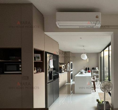 ชุดครัว Built-in โครง HMR หน้าบาน Melamine สีครีม