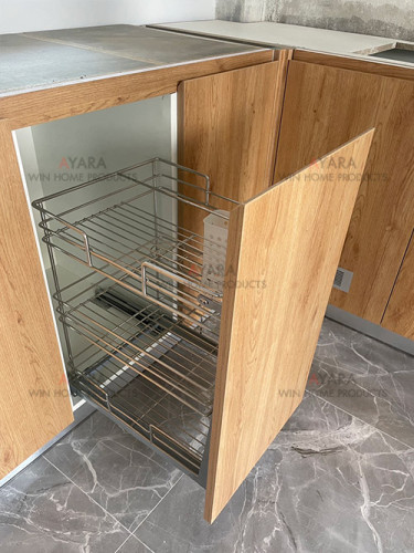 ชุดครัว Built-in โครงซีเมนต์บอร์ด หน้าบาน Laminate สี Eternity Walnut + ขาวด้าน 6