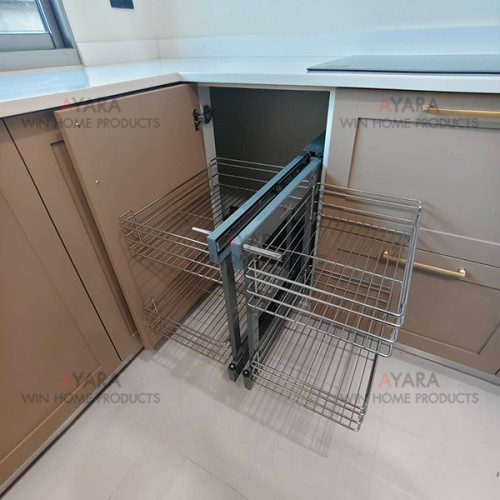 ชุดครัว Built-in ตู้ล่าง โครงซีเมนต์บอร์ด หน้าบาน Plaswood พ่นสีน้ำตาลอ่อนด้าน ยกขอบ 7