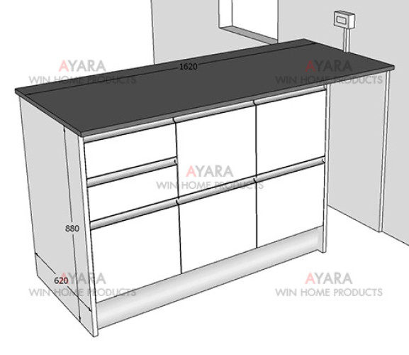 ชุดครัว Built-in ตู้ล่าง โครงซีเมนต์บอร์ด หน้าบาน Melamine สีขาวด้าน ผิวส้ม 4