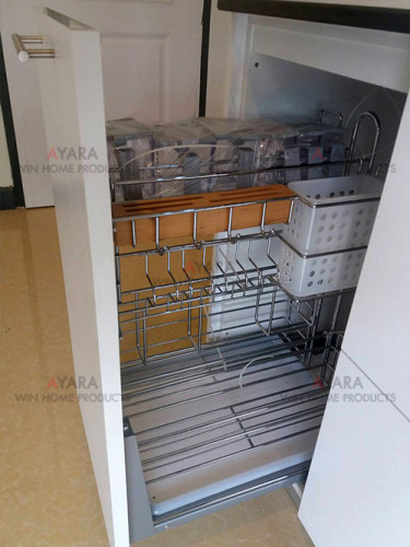 ชุดครัว Built-in ตู้ล่าง โครงซีเมนต์บอร์ด หน้าบาน Laminate สี Ultra White 8