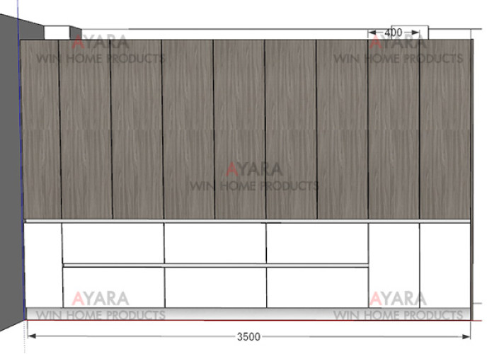 ตู้เก็บของ Built-in โครง HMR กันชื้น เคลือบ Melamine สี Grey Walnut + สีขาว 3