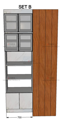 Walk in Closet - I Shape Melamine สี Ladinia + White Marble 5
