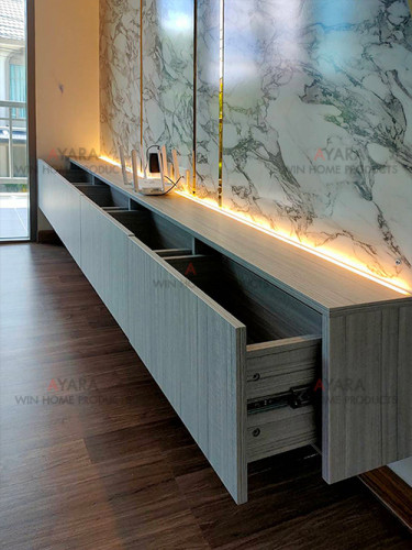 ตู้ TV Built-in โครงปาติเกิล หน้าบาน Melamine สี ES 5036-17 2