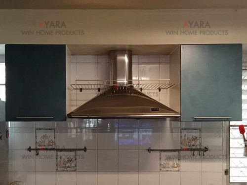 ชุดครัว Built-in โครงซีเมนต์บอร์ด หน้าบาน Melamine สีฟ้า 3