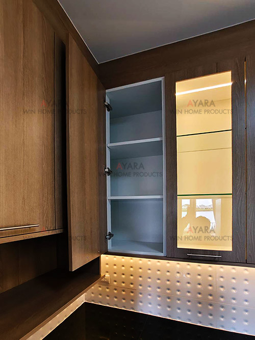 ชุดครัว Built-in โครงซีเมนต์บอร์ด หน้าบาน Melamine สี Nordic Maple 5