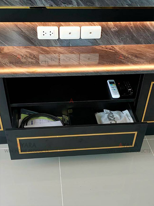 ตู้ TV Built-in โครงปาติเกิล หน้าบาน Melamine สี ES 4003-11 4