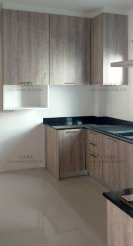 ชุดครัว Built-in ตู้ล่าง โครงซีเมนต์บอร์ด หน้าบาน Melamine สี Pastel 1