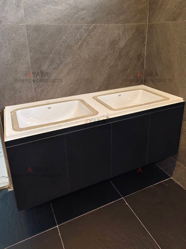 เคาน์เตอร์ Counter โครง Plaswood ปิด Laminate สีเทาเข้ม