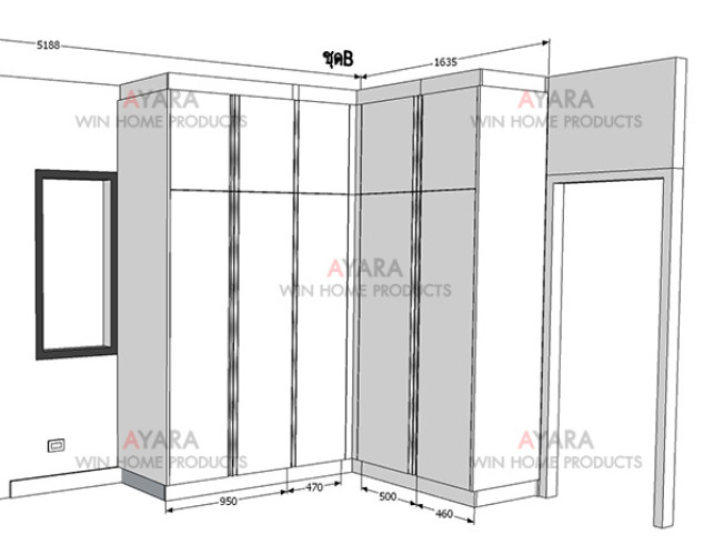 ตู้เสื้อผ้า Built-in โครงตู้และหน้าบานปาติเกิล กันชื้น เคลือบ Melamine สีขาวด้าน 6
