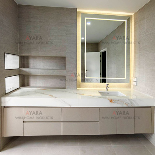 เคาน์เตอร์ Counter โครง HMR ปิด Laminate สี Dhyana Fabric ลายผ้า