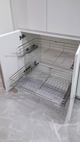 ชุดครัว Built-in โครงซีเมนต์บอร์ด หน้าบาน Melamine สี Nordic Maple + ขาว 7