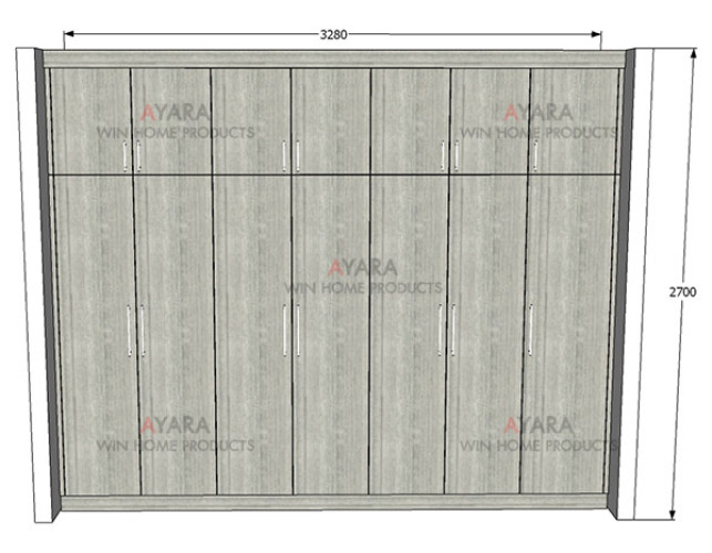 ตู้เสื้อผ้า Built-in โครงปาติเกิลกันชื้น หน้าบาน Melamine สี Teak 4