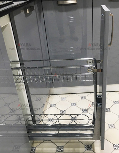 ชุดครัว Built-in ตู้ล่าง โครงซีเมนต์บอร์ด หน้าบาน Hi Gloss สีเทา 5