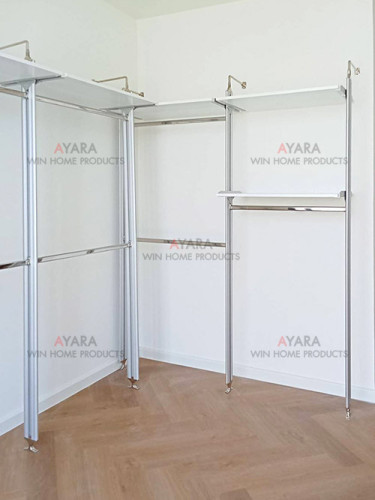 Walk in Closet - L Shape Melamine สีขาวเรียบ