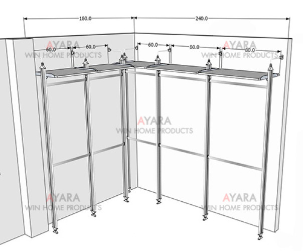 Walk in Closet - L Shape Melamine สีขาวด้าน 3