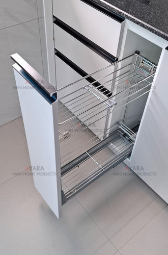 ชุดครัว Built-in โครงซีเมนต์บอร์ด หน้าบาน Melamine สีเทาอ่อน 8