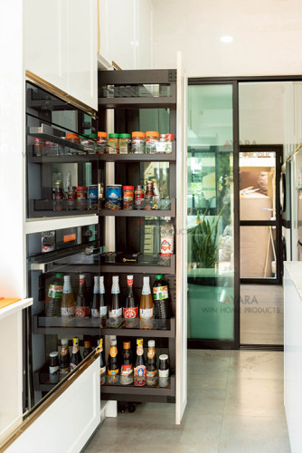 ชุดครัว Built-in โครงซีเมนต์บอร์ด หน้าบาน Hi Gloss สีขาวเงา 8