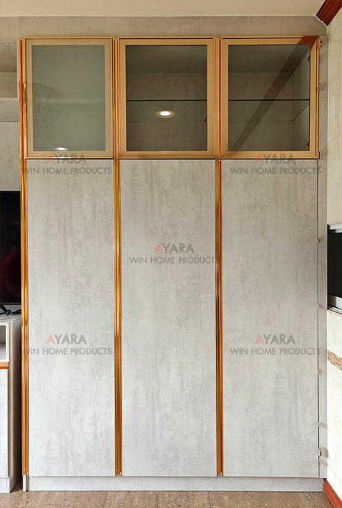 ตู้ TV Built-in โครง HMR กันชื้น เคลือบ Melamine สี 2015-20 ผิวเรียบด้าน 4