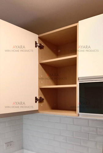 ชุดครัว Built-in โครงซีเมนต์บอร์ด หน้าบาน Melamine สีขาวด้าน - ม.The Trust 4